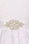 White Sleeveless Lace Flower Girl Dress With Beaded Satin Sash